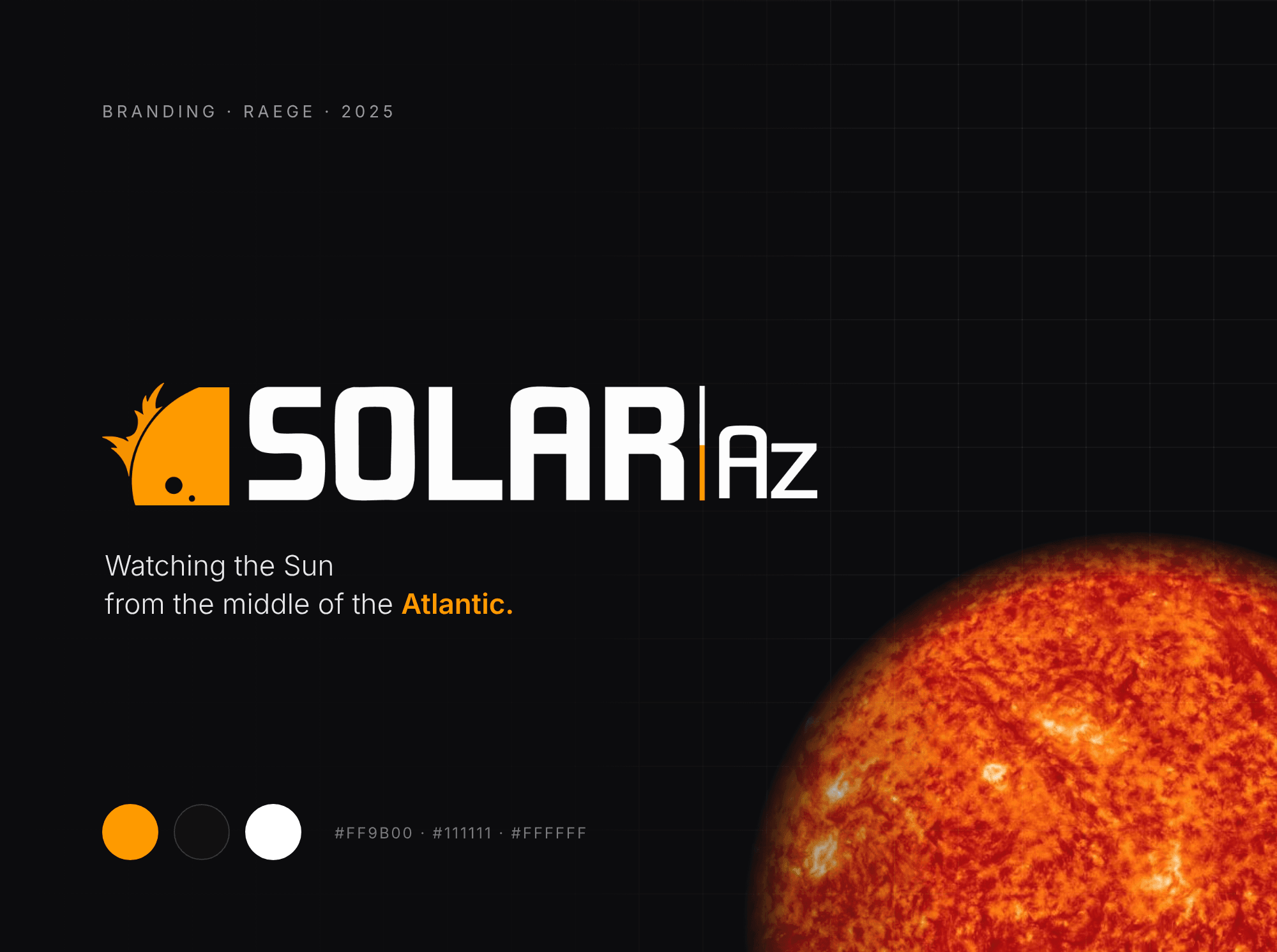 Identidade visual da Solar AZ com logótipo, paleta e imagem do Sol